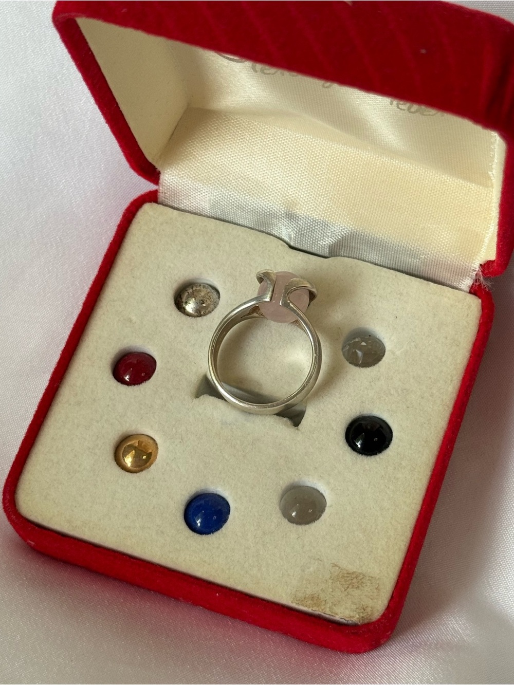 Vintage Interchangeable Sterling Silver Gemstone Ball Ring: Orb 10mm, Size 8-8.5 - Picture 2 of 3